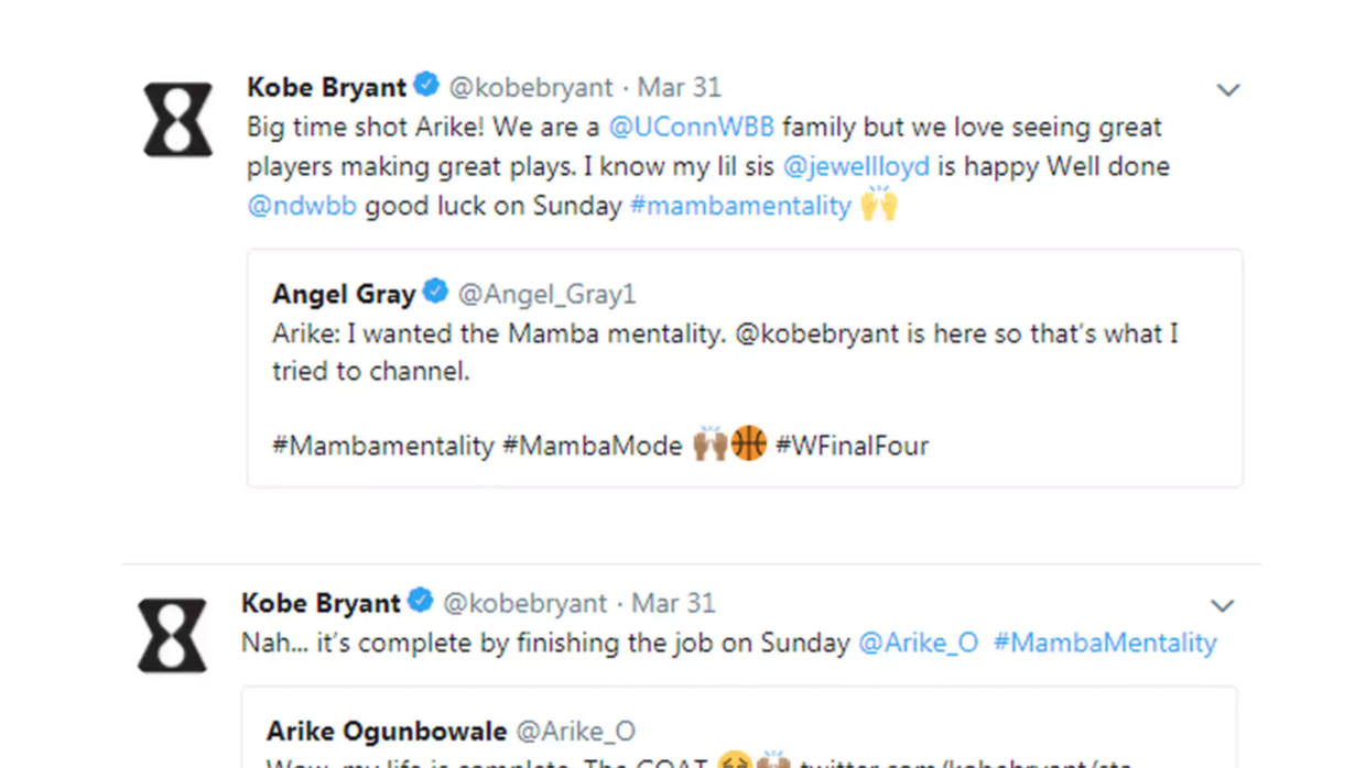 Kobe la felicitó, luego la retó y ella respondió dándole el título de la...