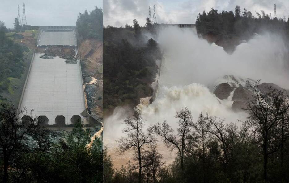 La zanja creada por las lluvias torrenciales en la rampa principal de la...