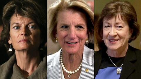 Senadoras republicanas Lisa Murkowski, de Alaska; Shelley Moore Capito,...
