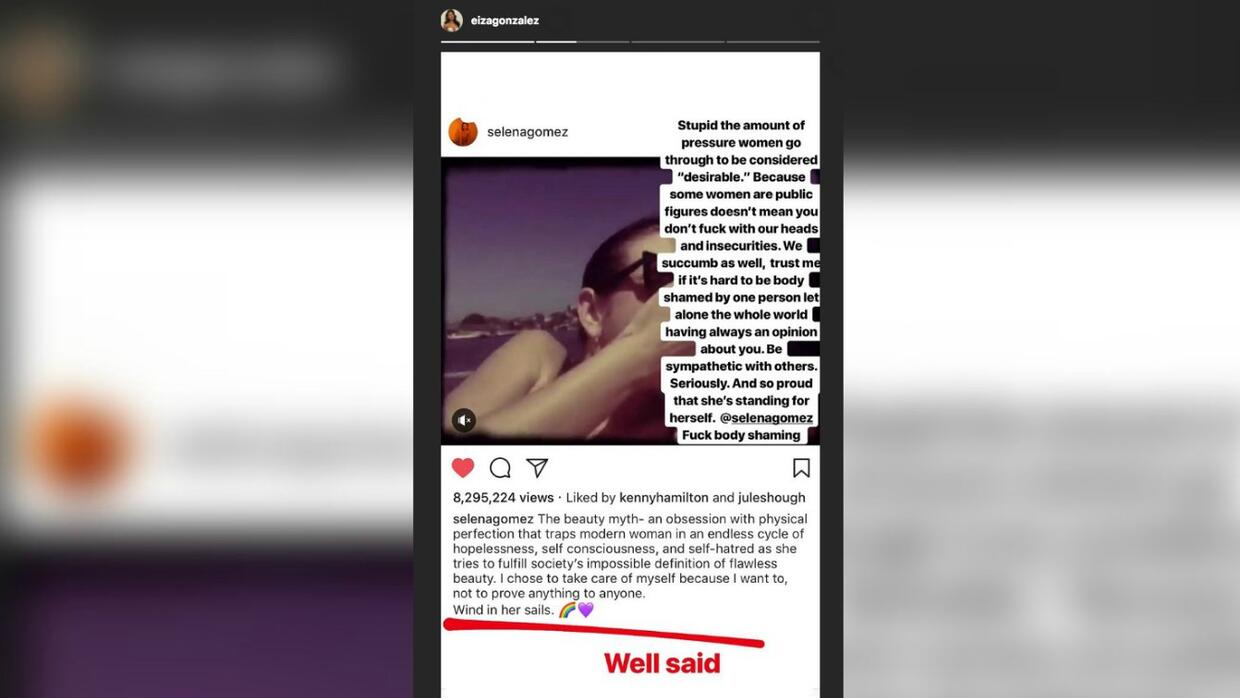 La actriz mexicana Eiza GonzÃ¡lez saliÃ³ en defensa de la cantante Selena...