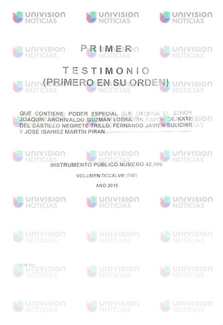 Documento de El Chapo a Kate para recibir pagos por derechos de la película