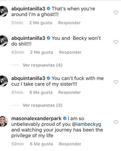 A los minutos, comenzaron a publicarse mensajes desde la cuenta de A.B. âNo puedes jo*** conmigo, porque cuido de mi hermanaâ, fue el primer mensaje que apareció.