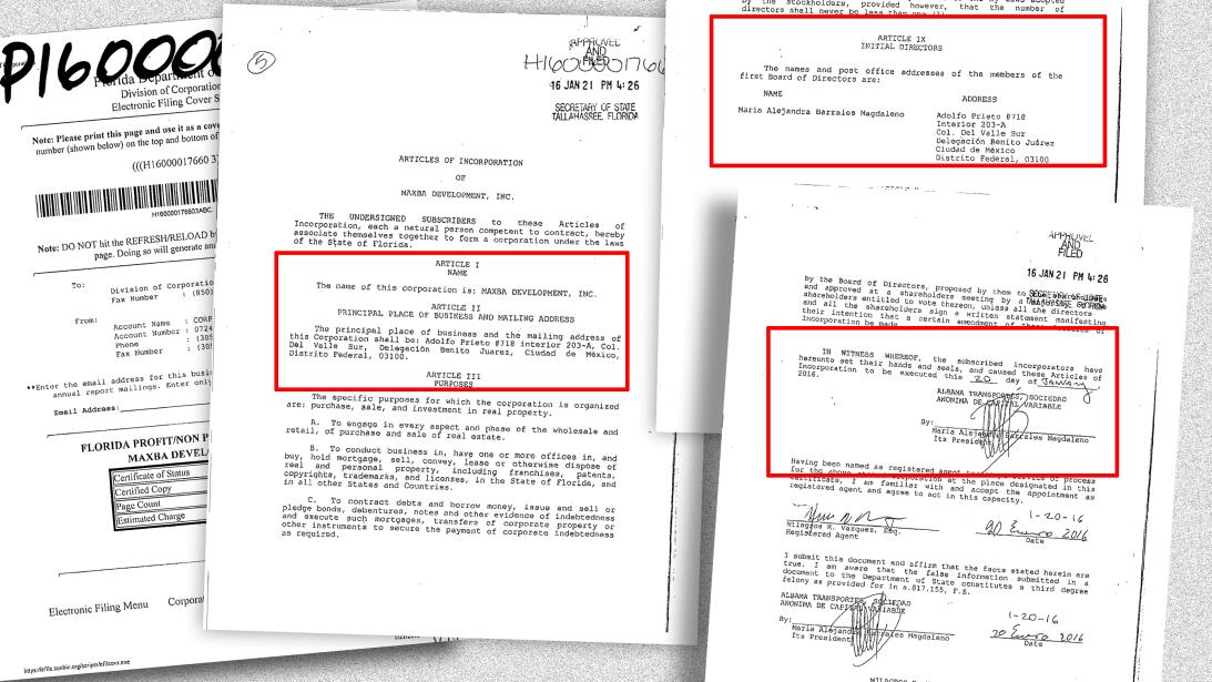El departamento en Miami se compró a través de Maxba Development Inc., u...